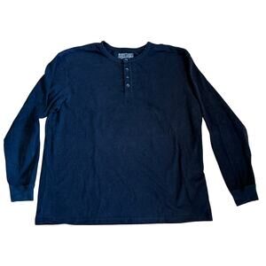 Sanctuary Los Angeles Supply Men's Large Long Sleeve Henley Shirt Black Cotton